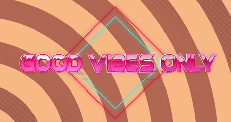 Poster - Image of good vibes only text over circles on orange background