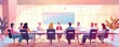 © Vijithra - Organization strategy, boardroom meeting, flat design illustration, cartoon style , minimalist