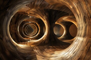Wall Mural - infinite fractal wood background generative ai