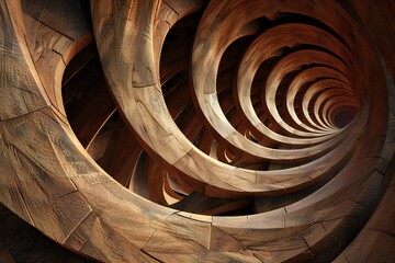 Wall Mural - infinite fractal wood background generative ai