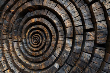 Wall Mural - infinite fractal wood background generative ai