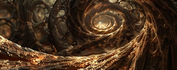 Wall Mural - infinite fractal wood background generative ai