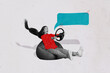 © deagreez - Composite trend artwork sketch image 3D photo collage of textbox speech cloud chatting bulb young woman hand hold car wheel sit beanbag