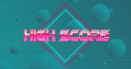 Poster - Image of high score text over blue shapes