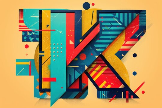 A bold and graphic illustration of the letter K with strong lines and geometric shapes perfect for impactful branding or advertising.