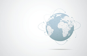 Wall Mural - Global network connection. World map point and line composition concept of global business. Vector Illustration