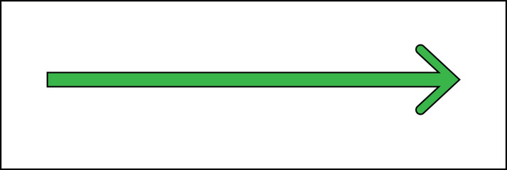 Poster - long arrow. green arrow pointing right side. green horizontal arrow. bold thine long arrow. straight