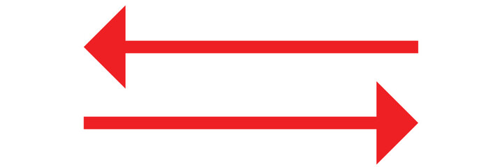 Poster - Red long arrow icon isolated on white background. Long arrow vector, icon. Red horizontal arrow. Straight long arrow vector icon.

