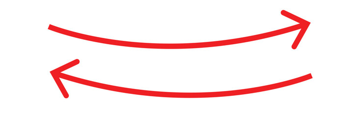 Aufkleber - Red curved arrow sign, symbol and icon for business or website button decoration in isolated. illustration Eps 10. left and right direction red curved arrow sign.