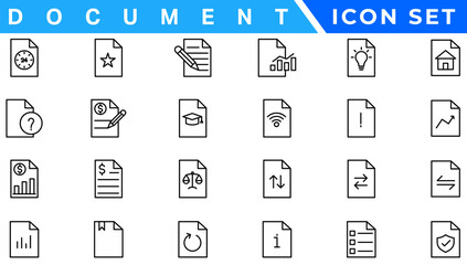 Poster - Document line icon set. Documents symbol collection. Different documents icons vector illustration