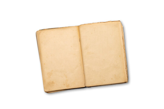 Fototapete -  - Top-down view of an open cookbook with empty pages
