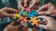 © Luminous Hub  - hands holding puzzle pieces, cooperation concept