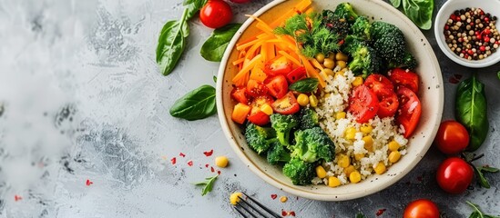 Poster - Vibrant Veggie Bowl with Rice and Colorful Ingredients