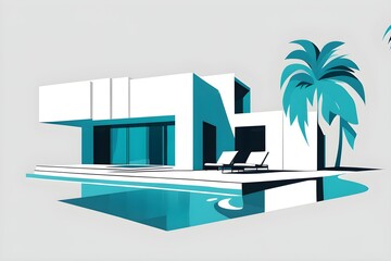 Wall Mural - abstract wallpaper illustration representing real estate lifestyle with geometric shapes