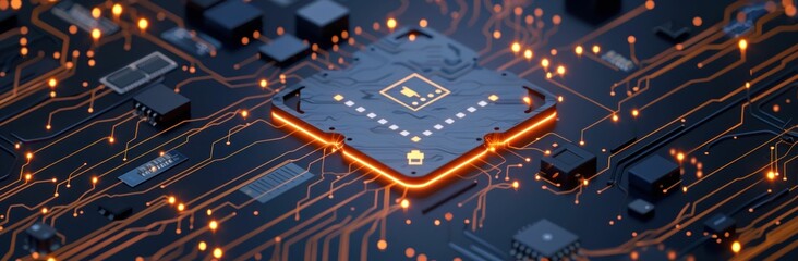 Poster - Futuristic Circuitry Illuminating Technological Advancements