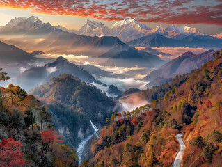 Wall Mural - a picture of the mountain range in norway