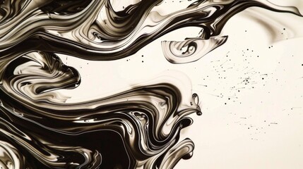 Poster - Close-up of an abstract ink swirl pattern on paper, creating a dynamic texture.