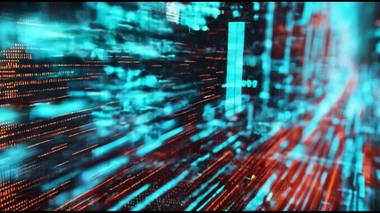 Poster - digital number code animation for screensaver and background. motion abstract binary decimal statist