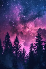 Wall Mural - a beautiful night sky with a purple and blue background and a few stars. the sky is filled with a se