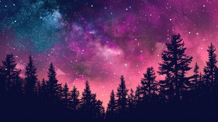 Wall Mural - A beautiful night sky with a purple and blue background and a few stars. The sky is filled with a sense of wonder and mystery