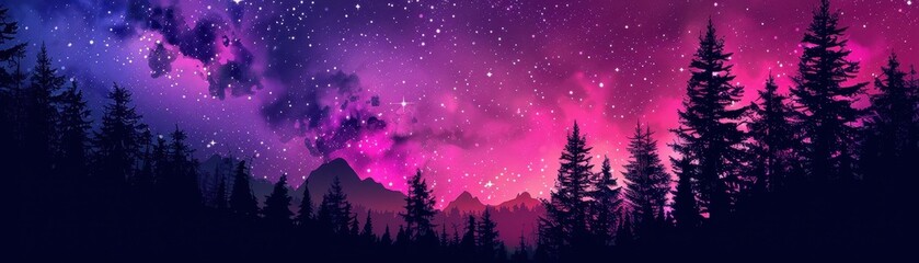 Wall Mural - a beautiful night sky with a purple and blue background and a few stars. the sky is filled with a se