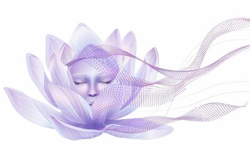 Aufkleber - Abstract digital art blending a woman's face with a flower, symbolizing the fusion of technology and nature in a modern, futuristic aesthetic