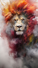 Wall Mural - Indian festival of colors Holi, bright, explosive, colorful lion.