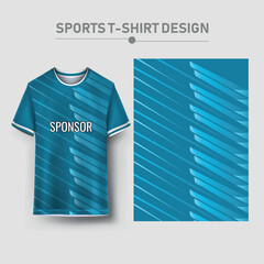 Wall Mural - T-shirt sport jersey design template with geometric halftone background. Sport uniform in front view. Shirt mock up for sport club. Vector Illustration