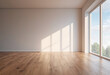 © mudasar - An empty room with a potted plant, hardwood floors, white walls, and a large window with natural light streaming in. Ideal for real estate listings, interior design inspiration, or furniture advertise