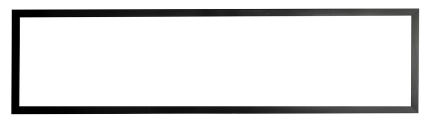 Black landscape picture frame with an empty blank canvas for use as a border or home décor, png file cut out and isolated on a transparent background, stock illustration image