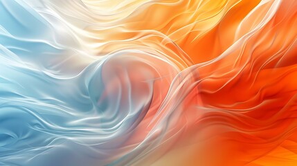 Poster - Vibrant abstract background featuring swirling orange, white, and blue waves with smooth transitions