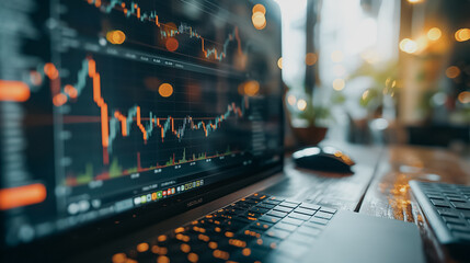 Poster - Forex trading graph depicting market trends, investment financial analysis, and the balance of profits and losses.
