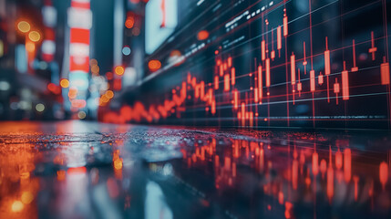 Wall Mural - Stock market graph chart showcasing trading analysis, investment financial trends, and the impact of market fluctuations.