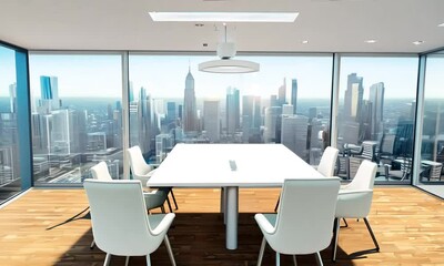 Canvas Print - Meeting Room with City View