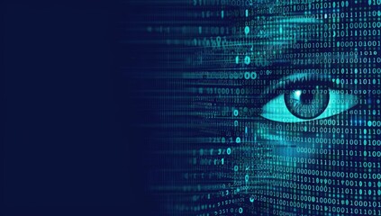 binary code and digital eye