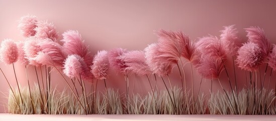 Sticker - Pink Pampas Grass Against a Soft Pink Background