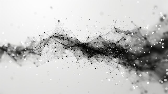 Abstract Black And White Digital Particle Wave In Motion