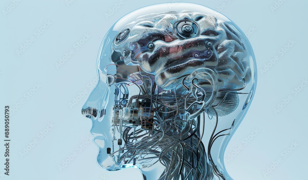 Transhuman Brain Transhumanist concept featuring a mechanical brain, highlighting the ...