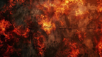 Wall Mural - A long, fiery line of fire is shown in the image. The fire is so long that it is stretching across the entire frame. Concept of danger and destruction