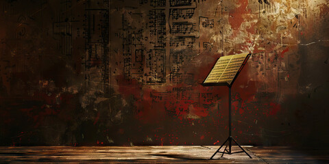 Muted Melody of the National Anthem: A lone music stand, its sheet music folded shut, silent as a whisper.