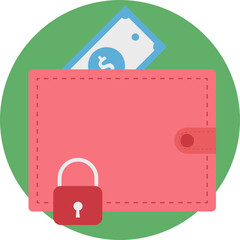 Wall Mural - Wallet Protection vector Icon with isolated background in Rounded style 