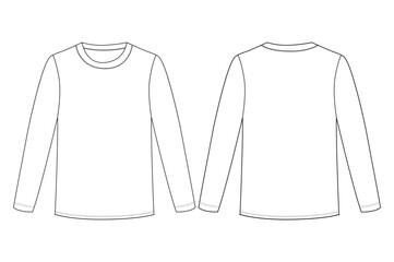 long sleeve t shirt three-quarter sleeves raglan round neck t shirt technical fashion flat sketch ve