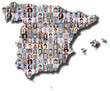 © Robert Kneschke - Menschen vieler Generationen vor dezenten Hintergründen auf Landkarte von Spanien