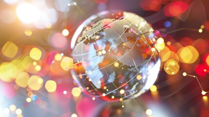 Poster - Global connection represented by an abstract 3D globe.