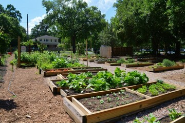 a garden with many different types of plants