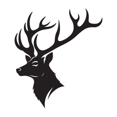 Deer head silhouette vector art with big horn