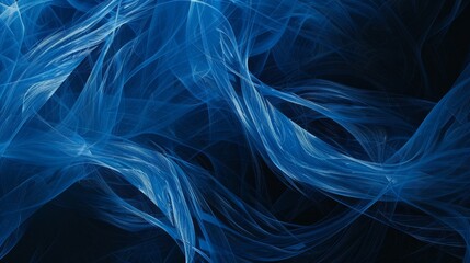 Canvas Print - Abstract Blue Swirls on Black Background.