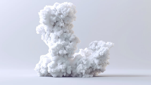Capital letter L made of clouds or soft cotton. Fluffy airy style. Scrapbook activity. Generative AI