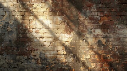 Poster - Weathered Brick Wall with Sunlight.