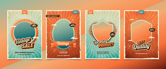 Sticker - Vintage design elements gradient cards set